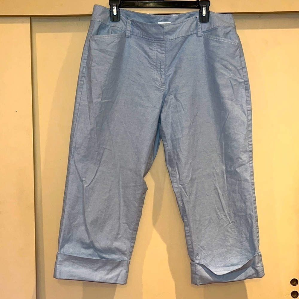 Liz Claiborne Audra size 14 chambray stretchy cuffed capris
